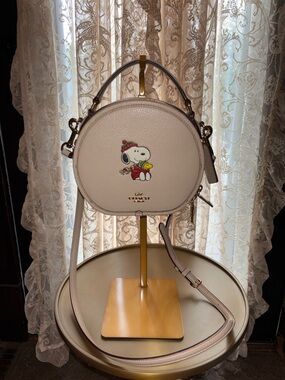 Coach x Peanuts Snoopy Canteen Crossbody Bag in Ivory/Gold multi.